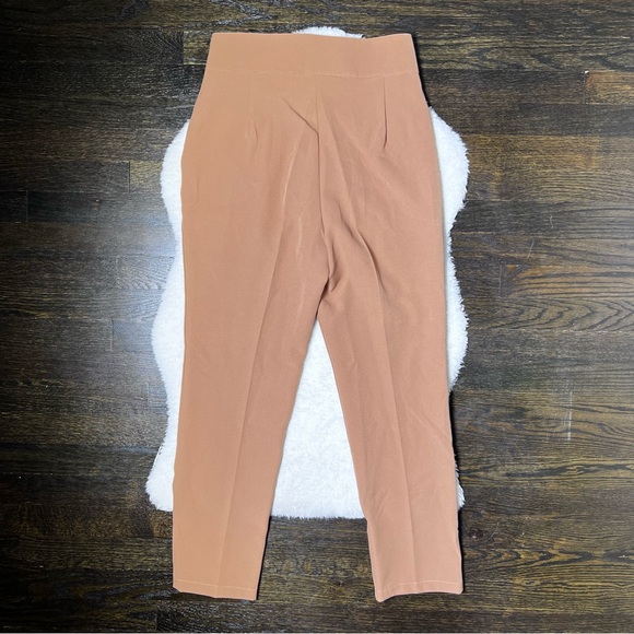 Tan High Rise Straight Leg Trouser Pants - Picture 7 of 8